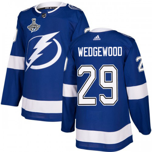 Adidas Tampa Bay Lightning Men #29 Scott Wedgewood Blue Home Authentic 2020 Stanley Cup Champions Stitched NHL Jersey